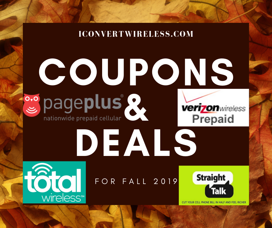🍂Fall 2019 Coupons and Deals for Straight Talk, Total Wireless, Pageplus, or Verizon Prepaid